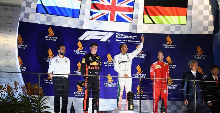 Hamilton over de fouten van Vettel: ''Geen geluk dat wij bovenaan staan''
