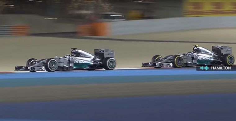 Historisch gevecht: Lewis Hamilton en Nico Rosberg strijden in de woestijn