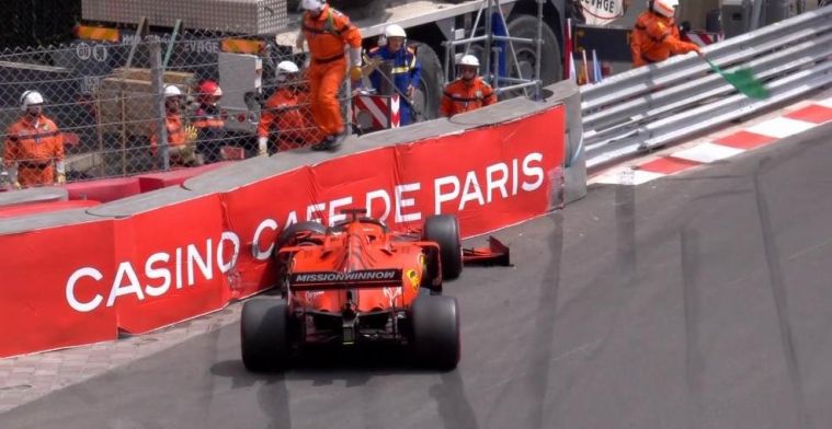 VIDEO: Sebastian Vettel crasht in de muur tijdens VT3 Monaco