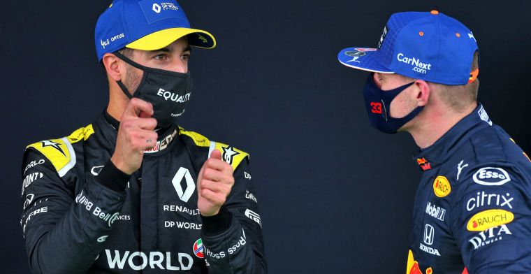 Verstappen en Ricciardo praten na over race: 'Ik wil vandaag geen protest'
