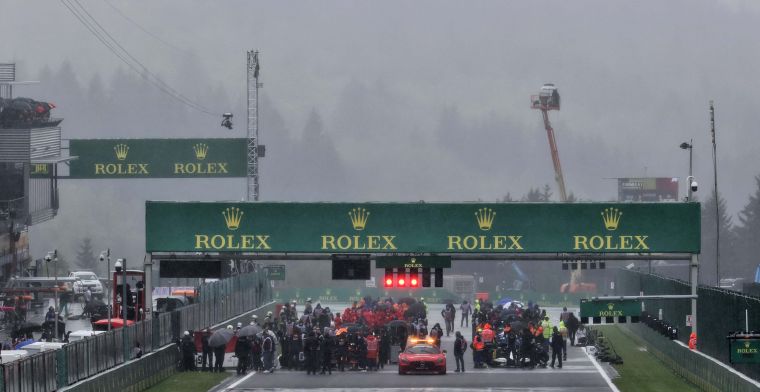 Start van de Grand Prix van België uitgesteld, veel regenval in Spa!