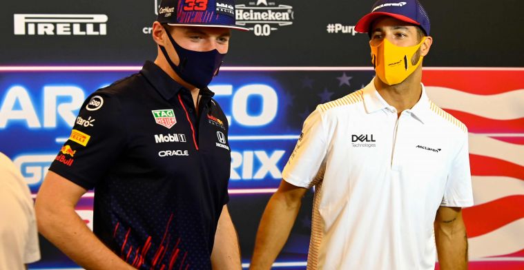 Ricciardo gelooft in Verstappen: 'Ervaring van Hamilton is geen voordeel meer'