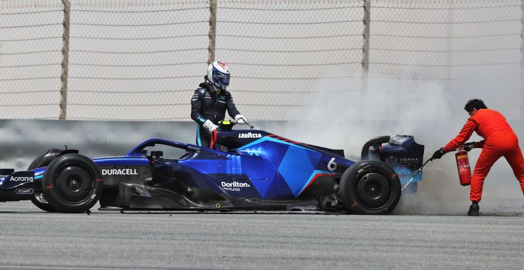 Code rood in Bahrein: vlammen uit de achterkant van de Williams