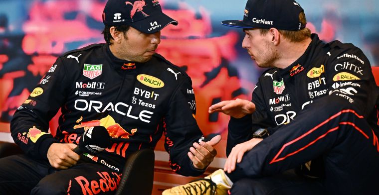 Verstappen en Perez lachen om titelstrijd: 'Blijven van elkaar houden'