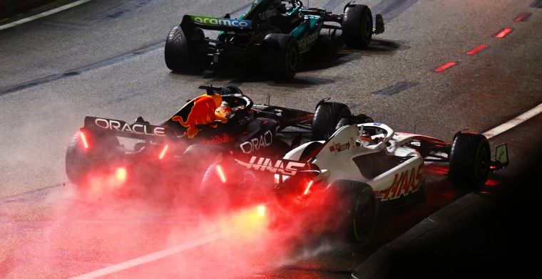 Perez wint in Singapore, Verstappen en Hamilton allebei de fout in
