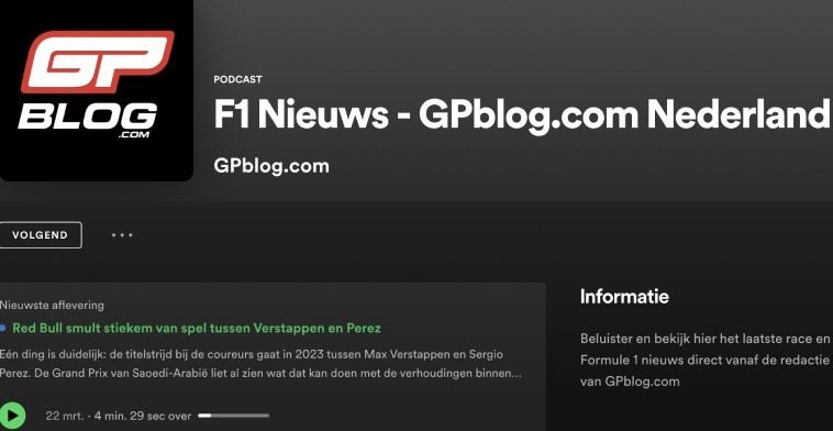 NIEUW | F1-nieuws van GPblog nu te vinden op Spotify